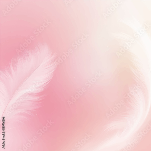Soft, gradient abstract background with pastel pink hues blending seamlessly into creamy whites, evoking a sense of serenity and calmness, with feathery texture and gentle, sweeping curves that create