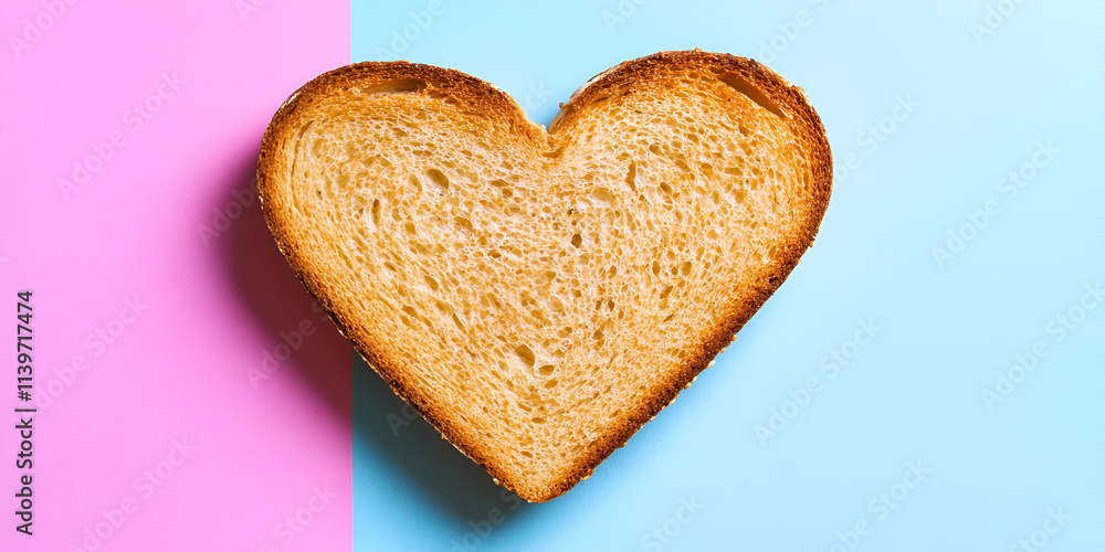 Line of heart shaped cookies placed on colorful background. Line of heart shaped cookies placed on colorful background.