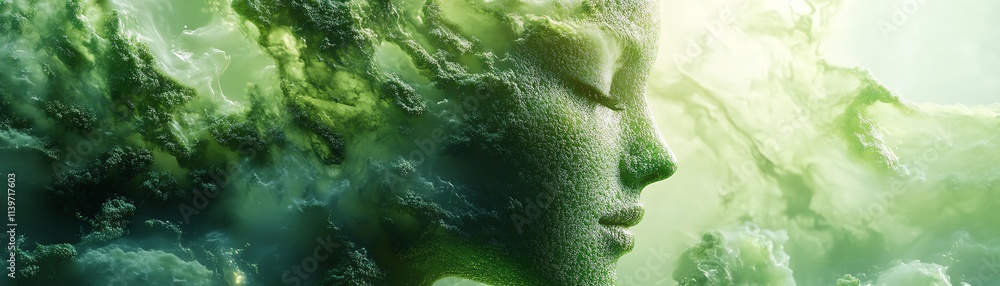 Fototapeta premium Abstract design illustrating the balance between thriving green nature and a healthy planet Earth, AIgenerated lush landscapes symbolizing harmony and sustainability
