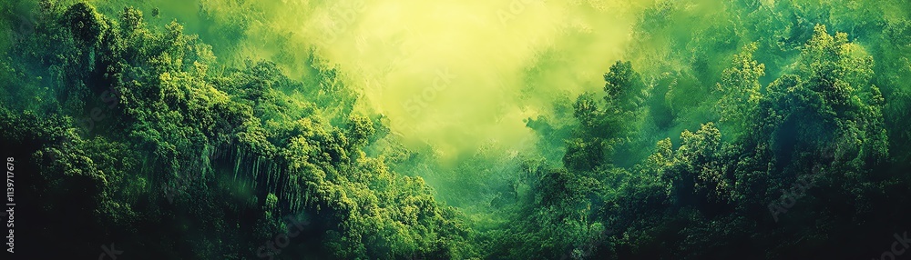 Obraz premium Abstract design illustrating the balance between thriving green nature and a healthy planet Earth, AIgenerated lush landscapes symbolizing harmony and sustainability