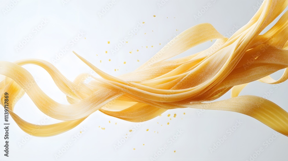 Floating pasta ribbons with oil droplets. Floating pasta ribbons with oil droplets.