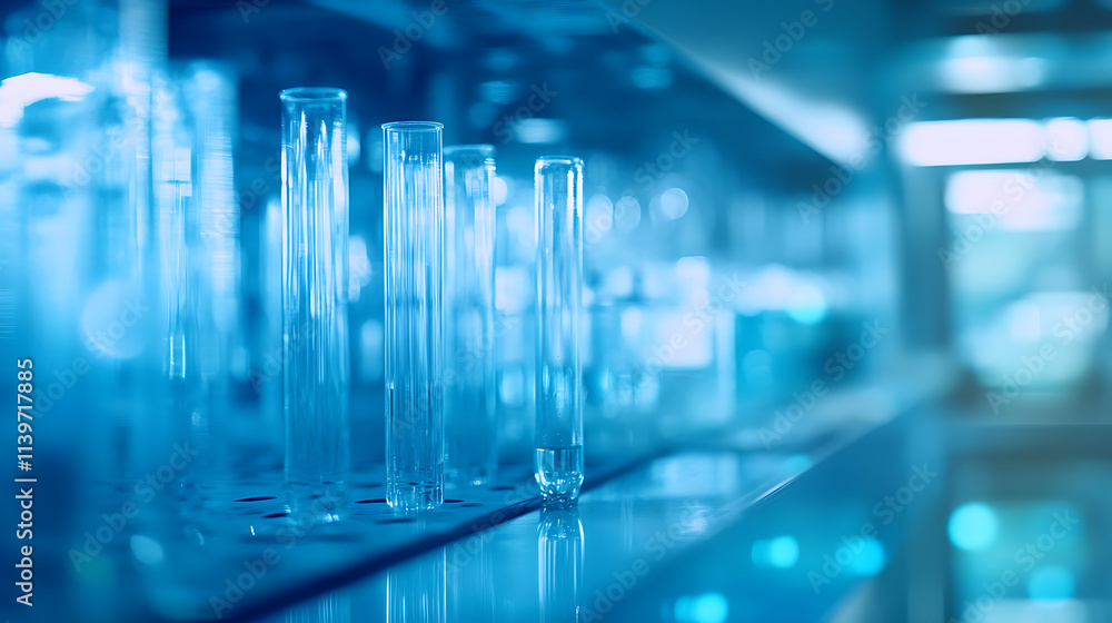 A glass of water in a laboratory setting with glass bottles and scientific equipment for research and experiments A glass of water in a laboratory setting with glass bottles and scientific equipment for research and experiments