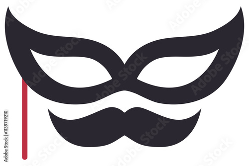 Carnival theatrical mask flat icon isolated on white background.