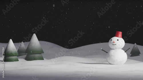 ループ透過背景・雪原ver3Dmodel【動画素材】