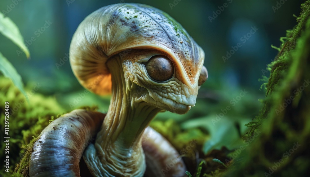 Fototapeta premium Alien with Snail-Like Features