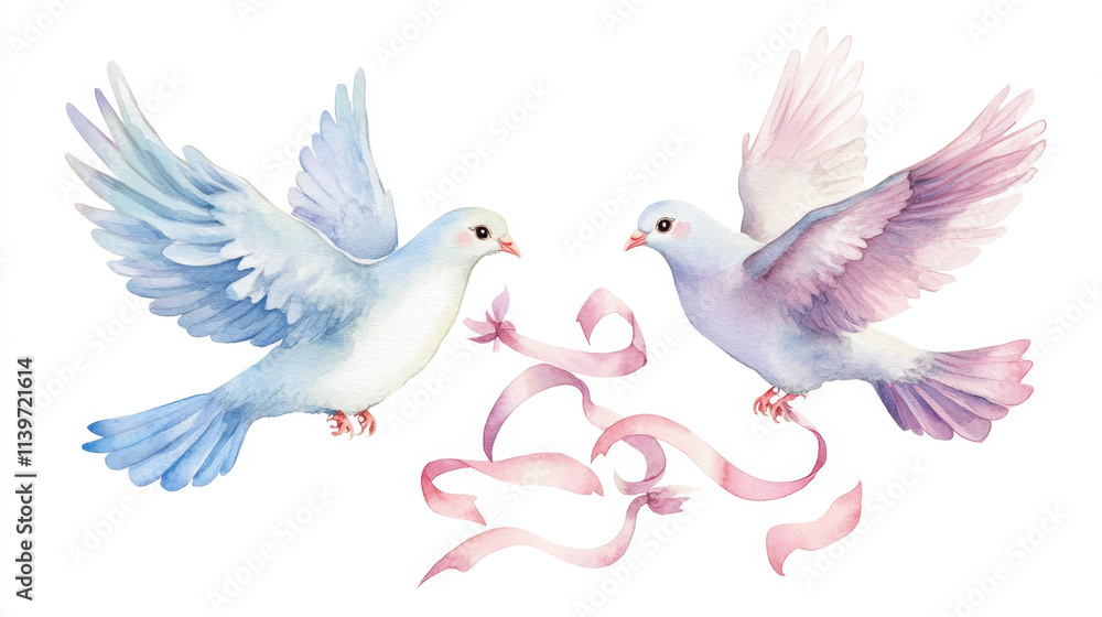 pair of doves flying with ribbons tied to their feet, flying, animal, sky, vector, love, wing, pair of doves flying with ribbons tied to their feet, flying, animal, sky, vector, love, wing,