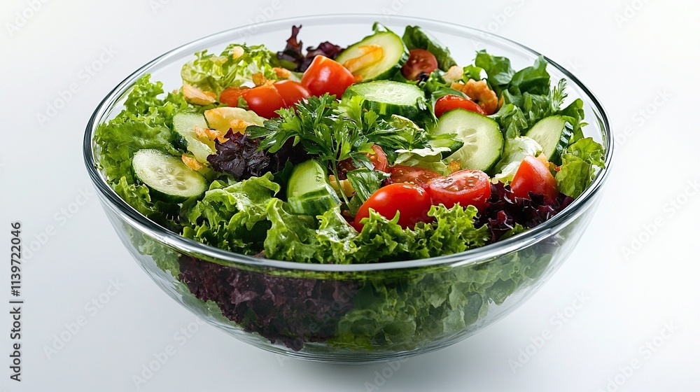 Fresh vegetable salad in a glass bowl. Fresh vegetable salad in a glass bowl.