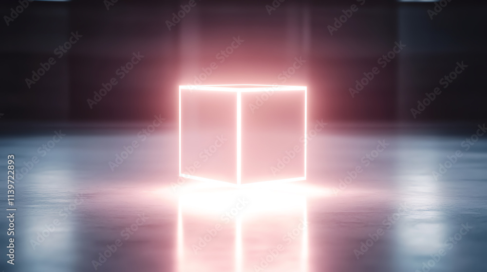 A glowing cube demonstrates futuristic design and advanced technology concepts. A glowing cube demonstrates futuristic design and advanced technology concepts.
