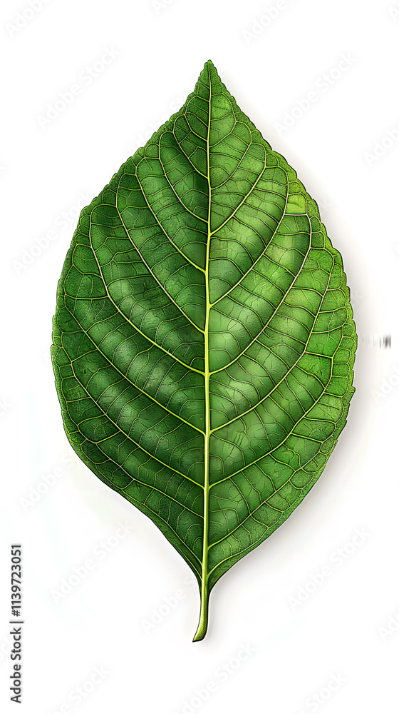 Obraz premium Walnut tree leaf with green veins and rough texture isolated on white background