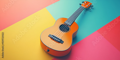 Blue and Orange Painted Guitar