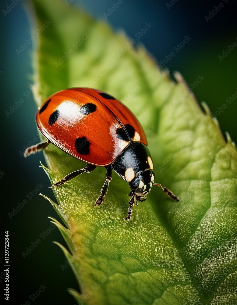 Macro Shot of a Ladybug on a Leaf Macro Shot of a Ladybug on a Leaf