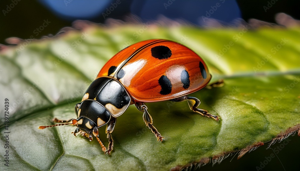 Macro Shot of a Ladybug on a Leaf Macro Shot of a Ladybug on a Leaf