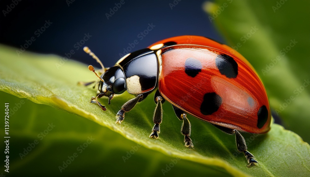 Fototapeta premium Macro Shot of a Ladybug on a Leaf