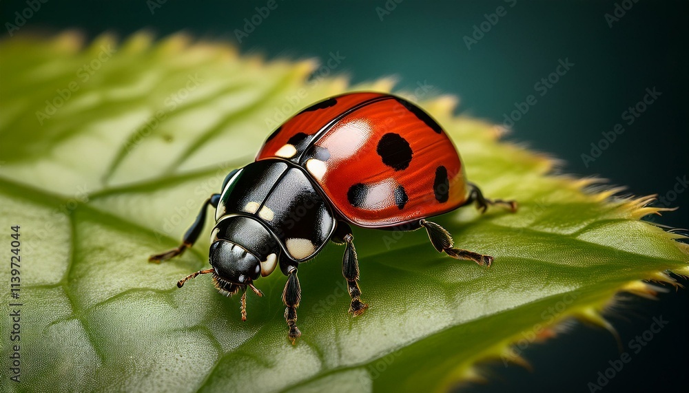 Fototapeta premium Macro Shot of a Ladybug on a Leaf