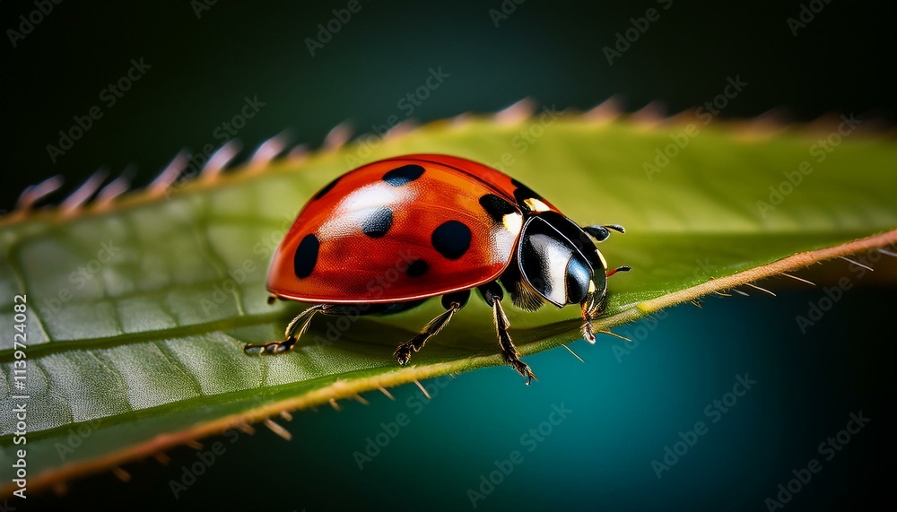 Fototapeta premium Macro Shot of a Ladybug on a Leaf