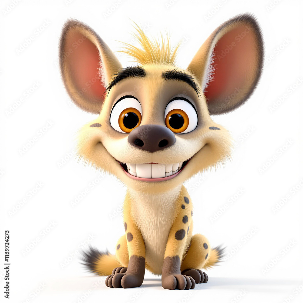 Obraz premium 3D Hyena close-up stock image, isolated on a white background
