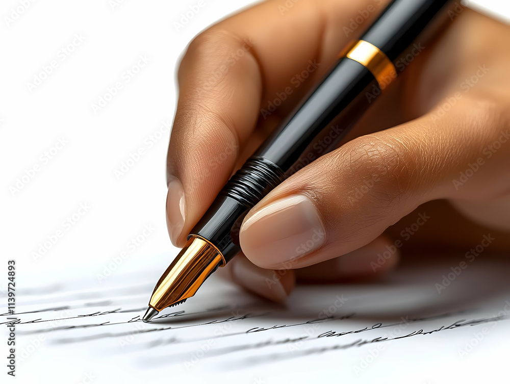 Hand Writes Elegant Script with Fountain Pen Hand Writes Elegant Script with Fountain Pen