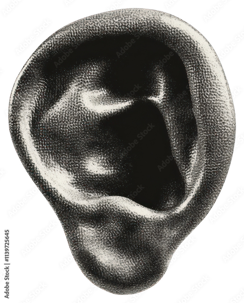 Fototapeta premium PNG An isolated black and white ear illustration background