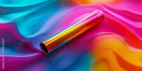 A colorful background with a rainbow colored ribbon
