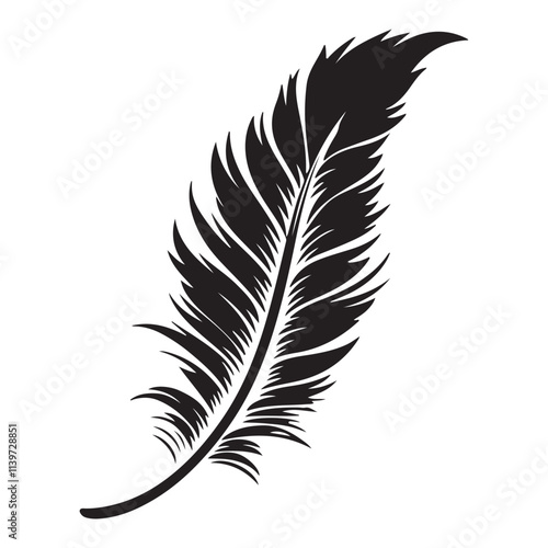 Feather icons vector. Bird feather silhouette illustration isolated on white background