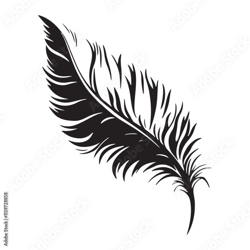 Feather icons vector. Bird feather silhouette illustration isolated on white background