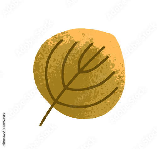Tree leaf yellowing. Autumn dried seasonal decoration. Botanical design eleme...
