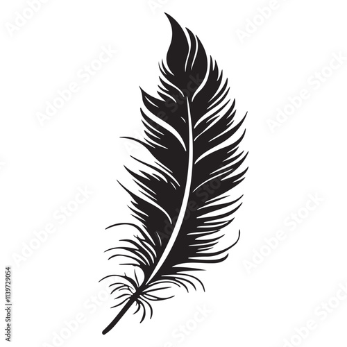 Feather icons vector. Bird feather silhouette illustration isolated on white background