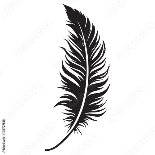Feather icons vector. Bird feather silhouette illustration isolated on white background