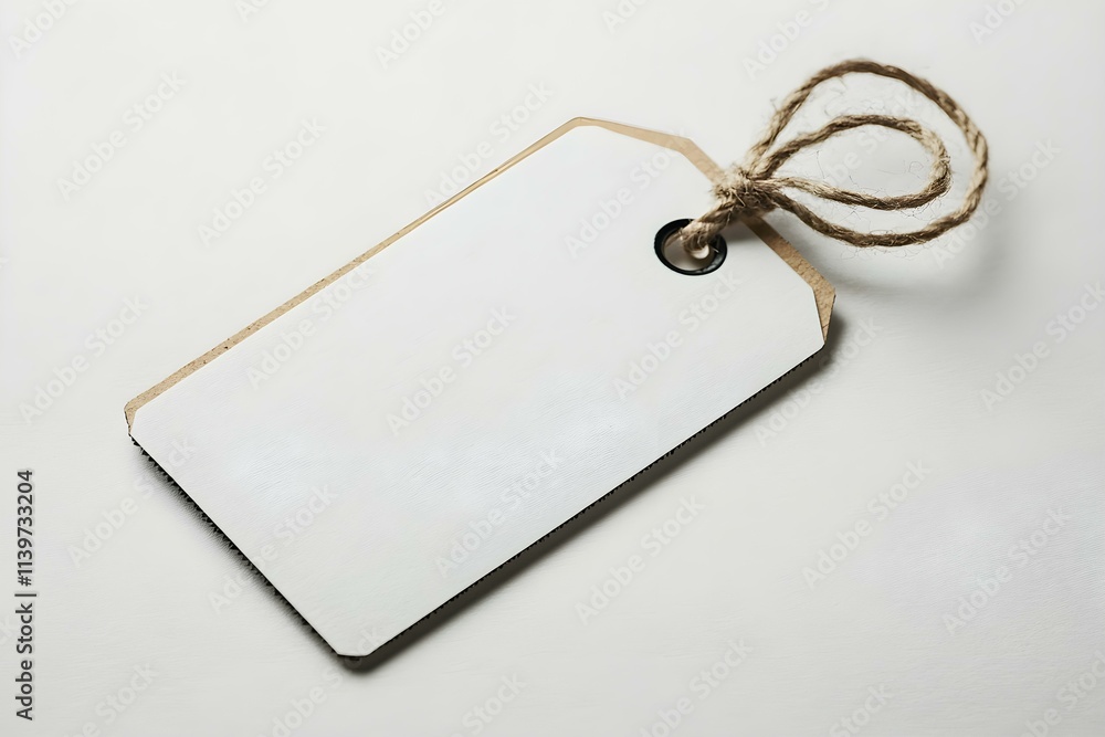 Fototapeta premium Elegant Cardboard Tag with Space for Text on Light Background for Stylish and Professional Presentation