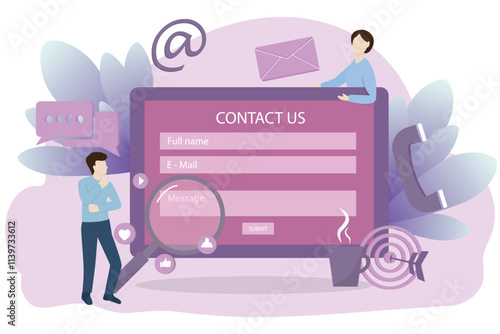 Contact us or the Customer support hotline connect. service provider concept, advice to customer help.Contact us form. Send us message with your contact information, and we will get back.