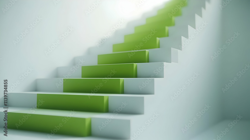 Obraz premium Abstract 3D Green Steps Illustration