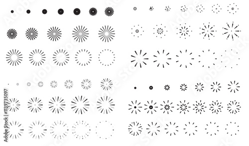 Fireworks Black and White Flat Design Animation Motion Sequence Frame Vector Set