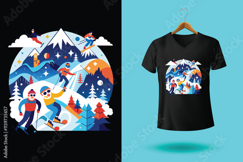 Snow winter sports tshirt design