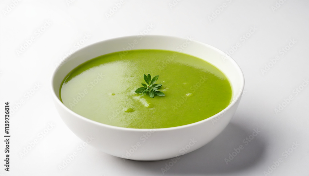 Bowl of Hernekeitto in modern minimalist style, in green and white, representing Finnish cuisine with copy space Bowl of Hernekeitto in modern minimalist style, in green and white, representing Finnish cuisine with copy space
