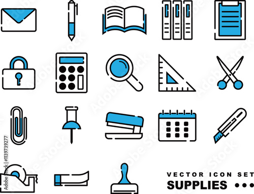 文房具.事務用品のベクターアイコンセット
