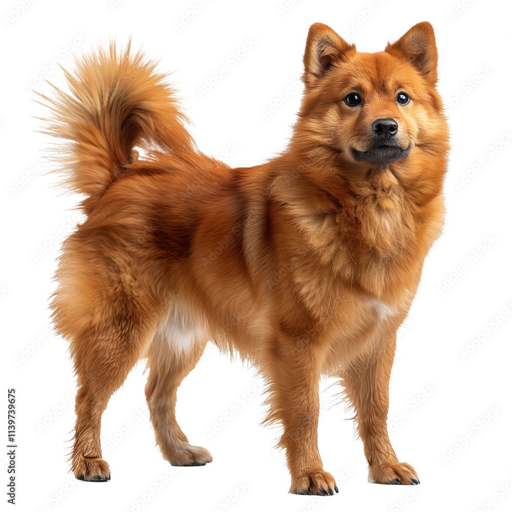 Finnish spitz dog isolated on transparent background. PNG. Generated AI