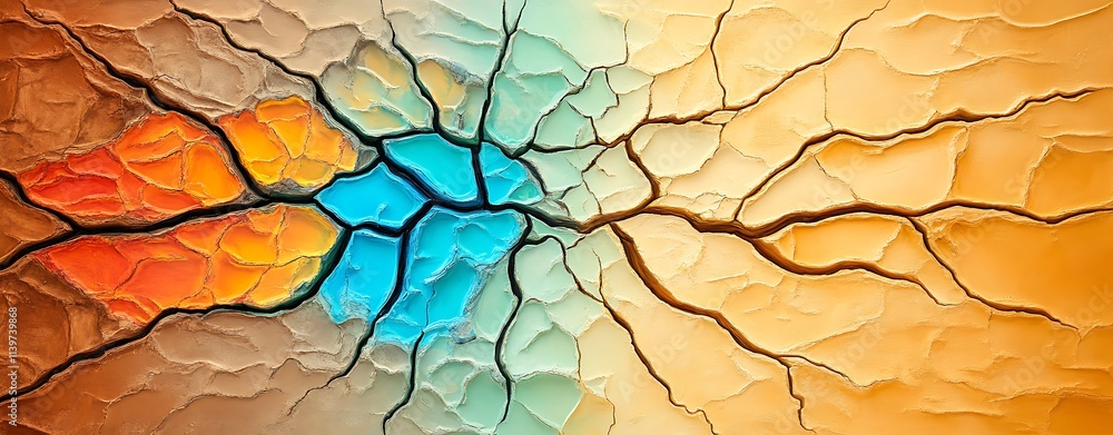 Opposition in Abstract Art, Vibrant Textured Abstract Artwork with Cracks Opposition in Abstract Art, Vibrant Textured Abstract Artwork with Cracks