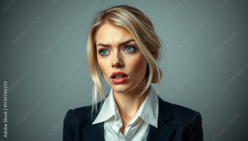 Unexpected surprise in a professional setting ignites curiosity and intrigue for a young businesswoman Unexpected surprise in a professional setting ignites curiosity and intrigue for a young businesswoman