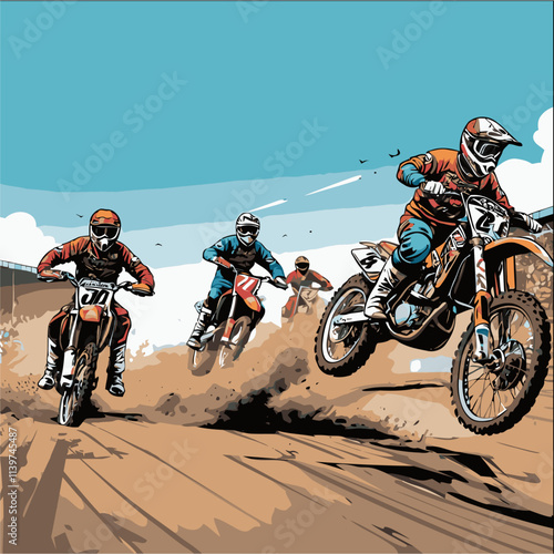 Cool motocross vector art for graphic design (14)