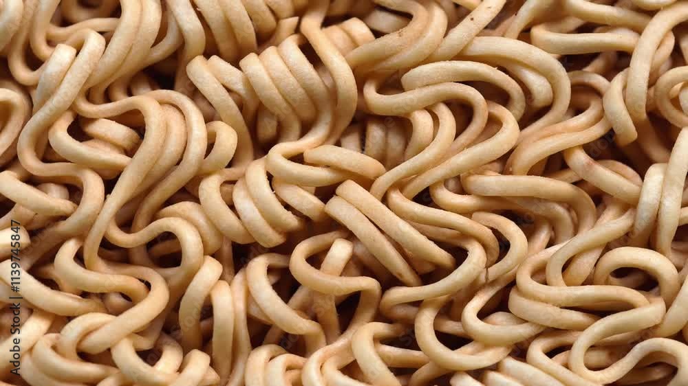 Dried uncooked asian instant noodles texture circle rotation Dried uncooked asian instant noodles texture circle rotation