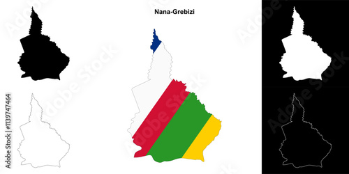 Nana-Grebizi prefecture outline map set photo