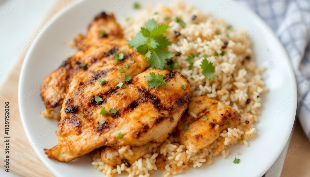 A simple dish consisting of perfectly tender, grilled chicken, seasoned with a blend of delicious herbs and spices. A healthy, balanced, delicious, and tasty option. A simple dish consisting of perfectly tender, grilled chicken, seasoned with a blend of delicious herbs and spices. A healthy, balanced, delicious, and tasty option.