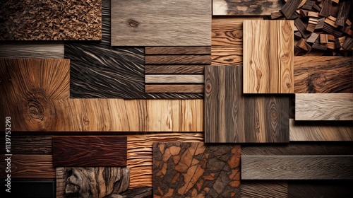 set of wooden textures and textures, stylish mood board