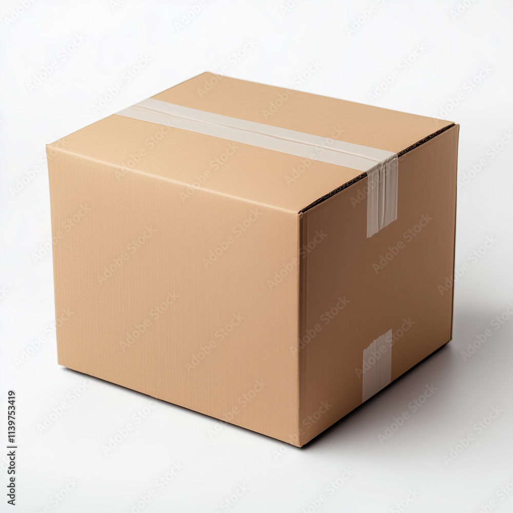 Brown cardboard box with a white background Brown cardboard box with a white background