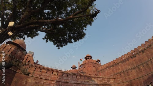 Boundary wall of Lal Qila ( red fort ) Delhi, India