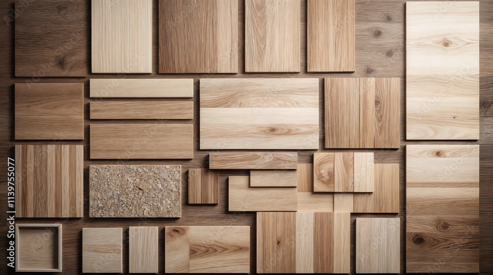 set of wooden textures and textures, stylish mood board