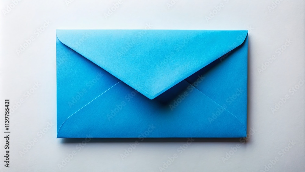 Open Blue Envelope with Blank Paper Inside on White Background - Ideal for Business, Communication, and Stationery Concepts Open Blue Envelope with Blank Paper Inside on White Background - Ideal for Business, Communication, and Stationery Concepts