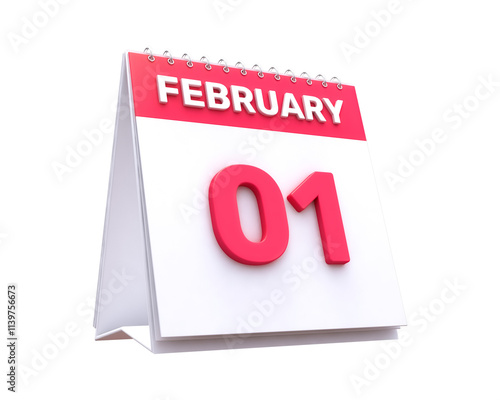 Realistic Calendar 1st February 3d illustration