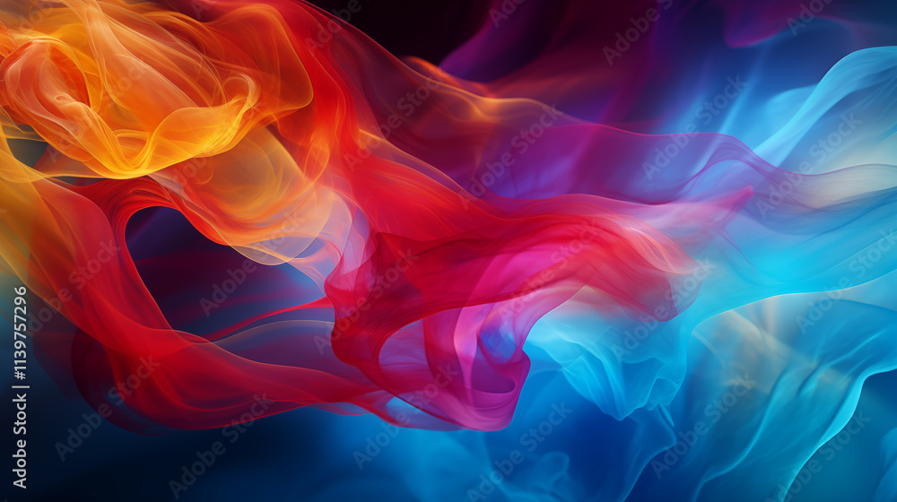 Fototapeta premium Vibrant abstract colorful smoke art with red and yellow