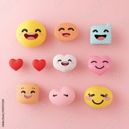 Playful Emoji Flat Lay on Pastel Background Fun and Colorful Design Creative Flat Lay Photography Vibrant Environment Aesthetic Viewpoint